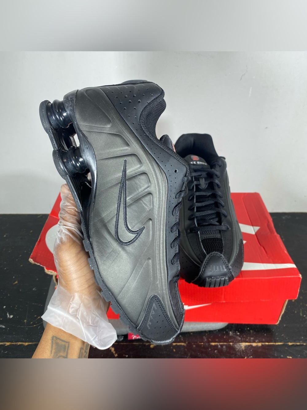 Size 7Y Nike Shox “Black Bright Crimson”